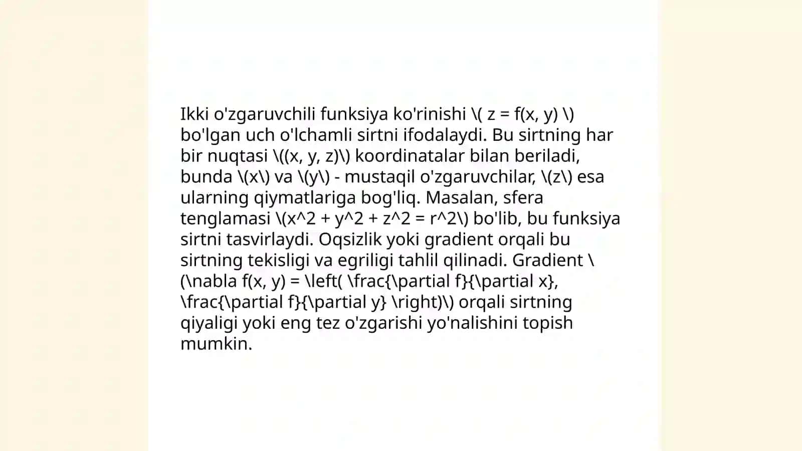 Uch o'zgaruvchili funksiya 4