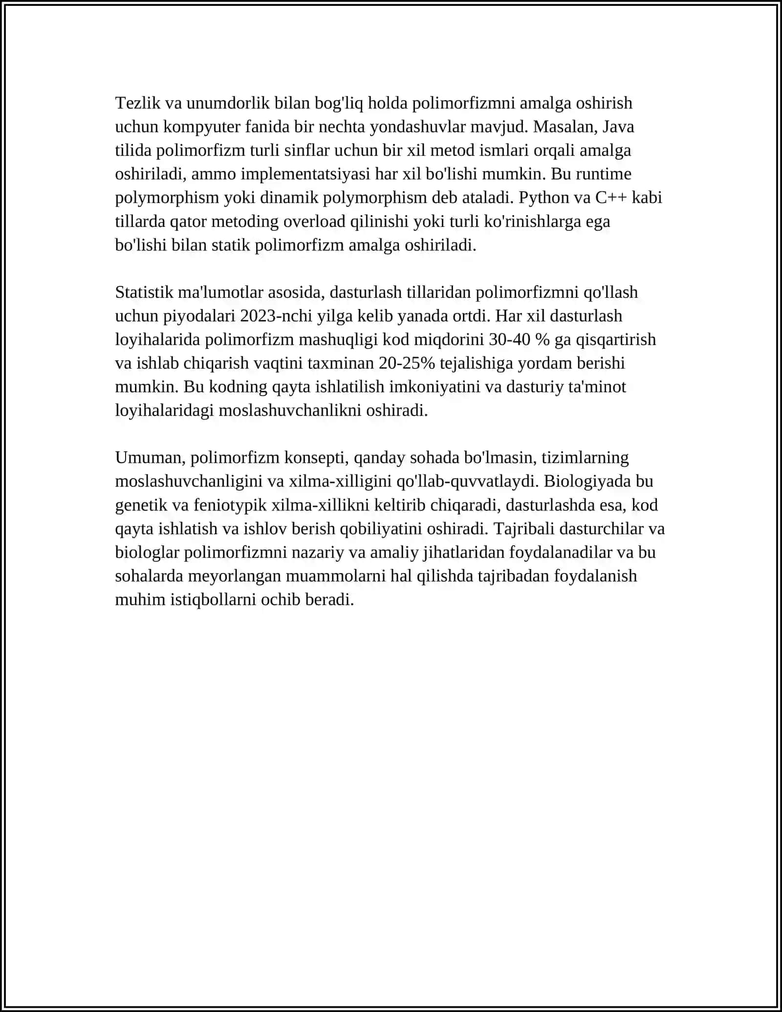 POLIMORFIZM VA VORISLIK 4