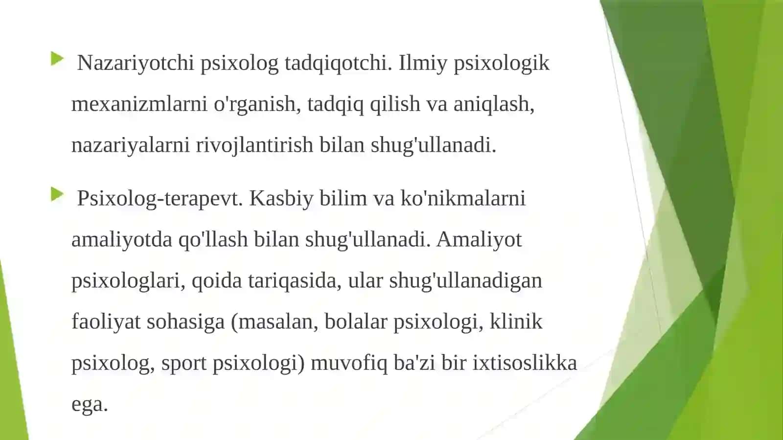 Psixologning kasbiy o‘zini o‘zi anglashning axloqiy jihatlari. Oliy maktabda o’qishning o’ziga xosligi. Amalda mavjud bo‘lgan darsliklar va o‘quv qo‘llanmalar 4