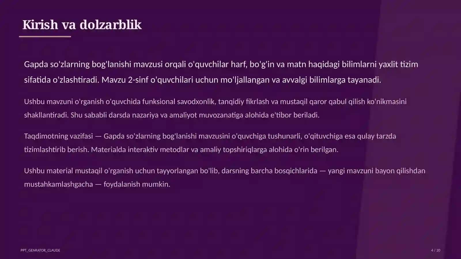Gapda so'zlarning bog'lanishi (2-sinf) 4