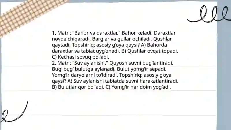 PIRLS xalqaro tadqiqot bo'yicha boshlang'ich sinf o'quvchilarning matnni o'qish va tushunish darajasini aniqlash malakasini shakllantirish 4