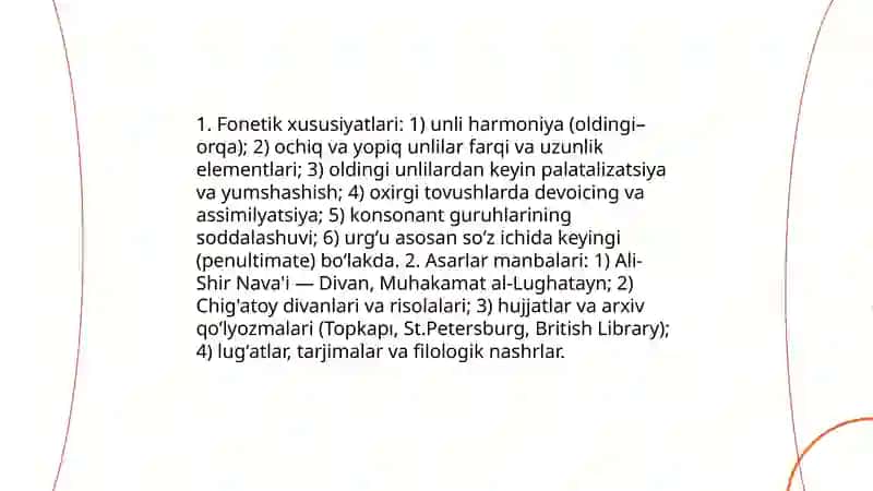 Eski o'zbek tilining fonetik qurilishi: nazariy asoslar va manbalar 4
