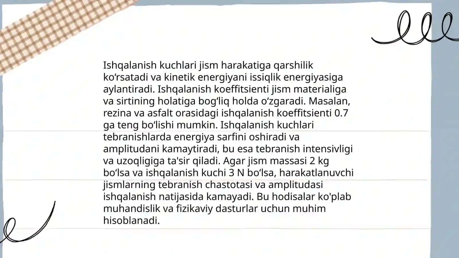 Soʻnuvchi tebranishlar. Ishqalanish mavjud holdagi majburiy tebranishlar 4