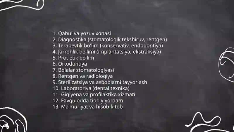 Davolash profilaktikasi stomatologiya muassasalarining asosiy tarkibiy bo'linmalari 4