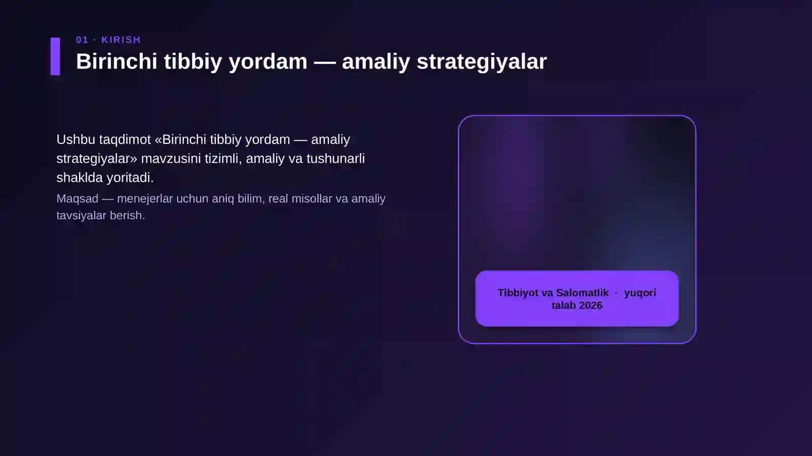 "Birinchi tibbiy yordam — amaliy strategiyalar" 4