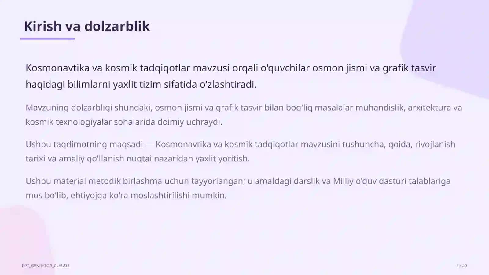 Kosmonavtika va kosmik tadqiqotlar (11-sinf) 4