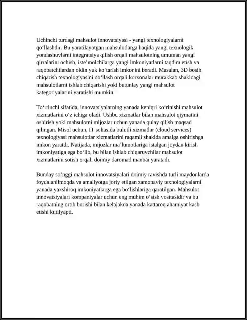 Mahsulot Innovatsiyalari 4