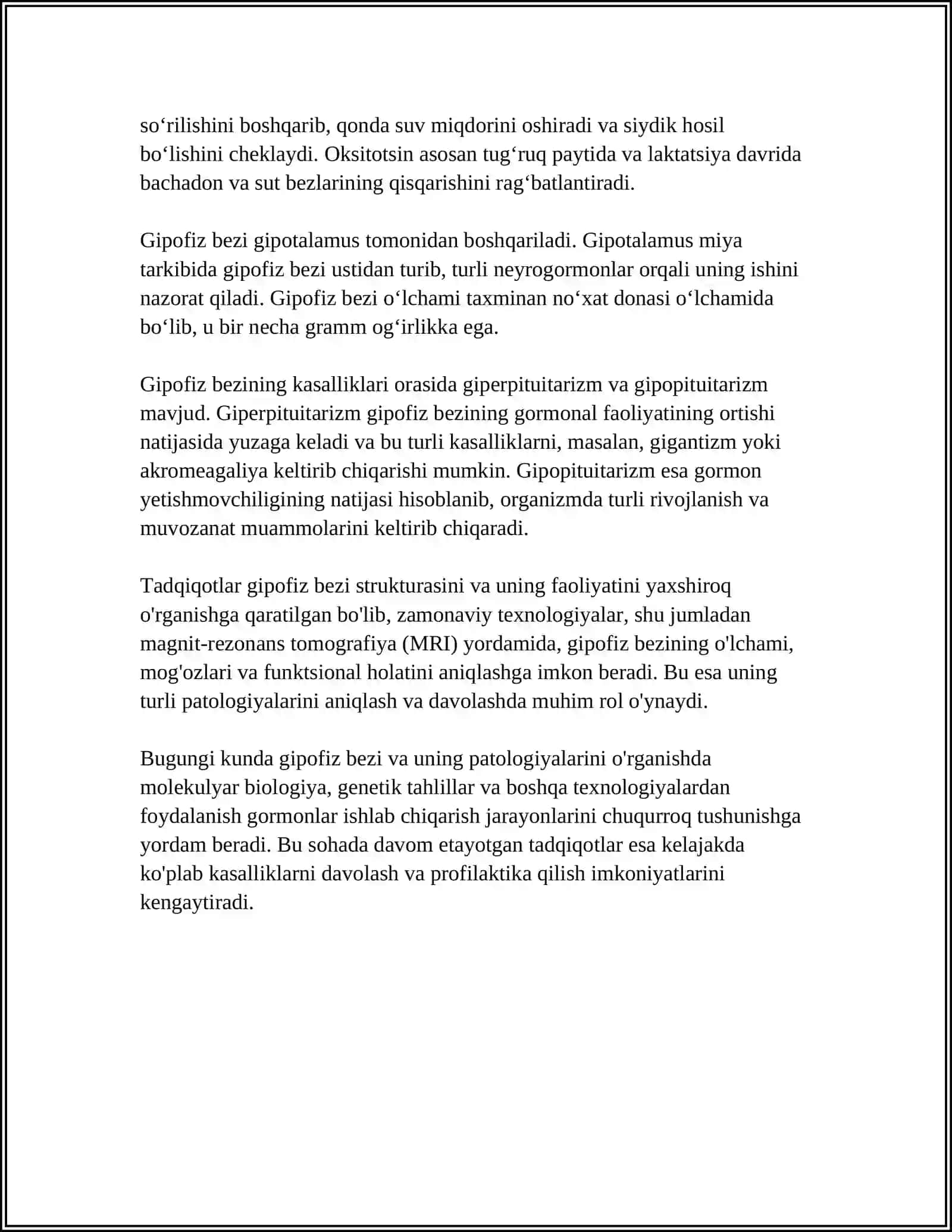 MUSTAQIL ISH Mavzu: GIPOFIZ EPOVIZ BUYURAK USTI BEZI 4