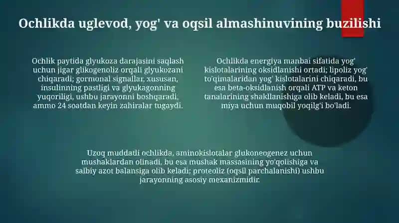 Qandli diabet va ochlikda uglevod, yog' va oqsil almashinuvi buzilishlari 4