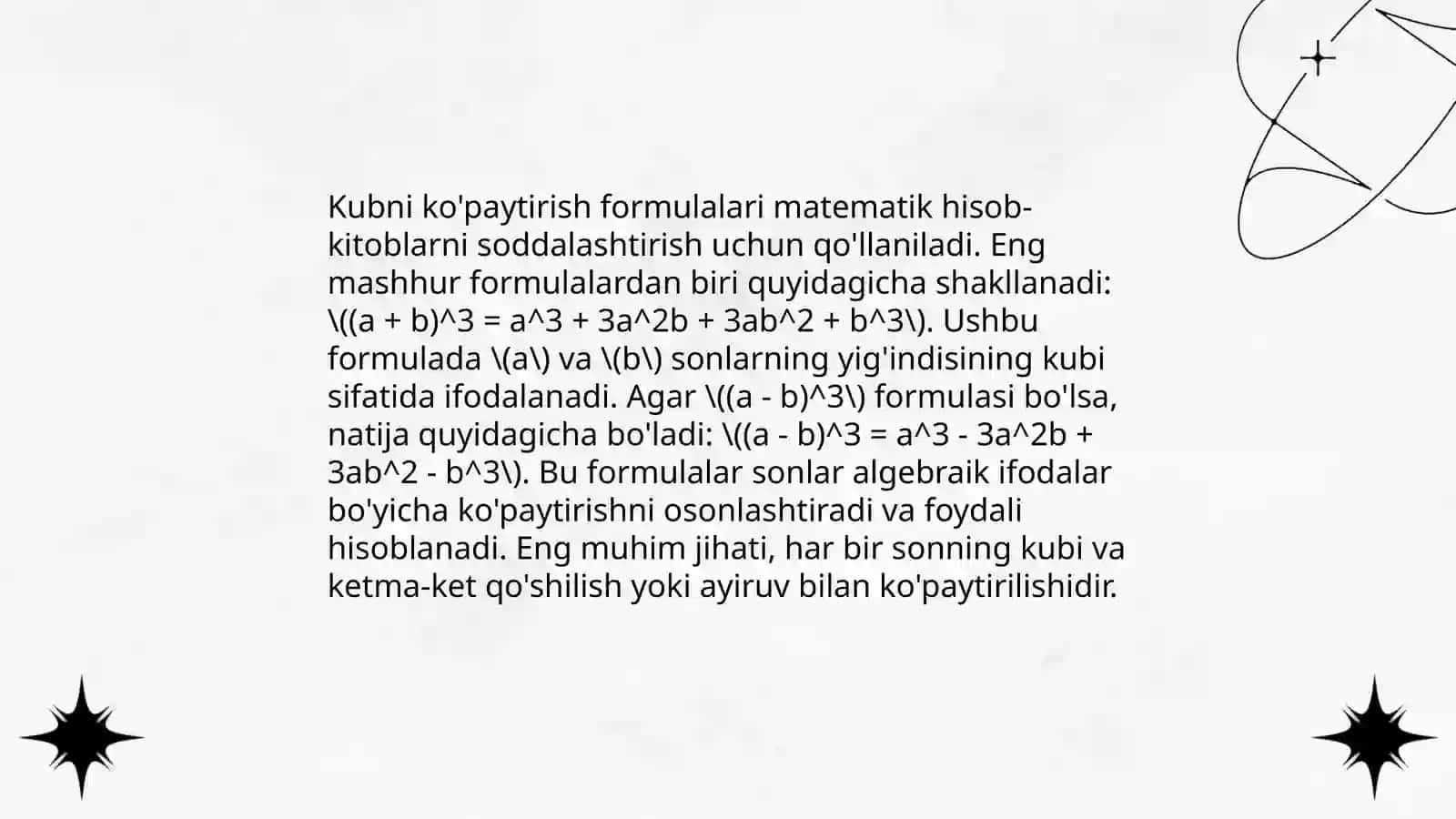 Kvadratni ko'paytirish formulalari 4