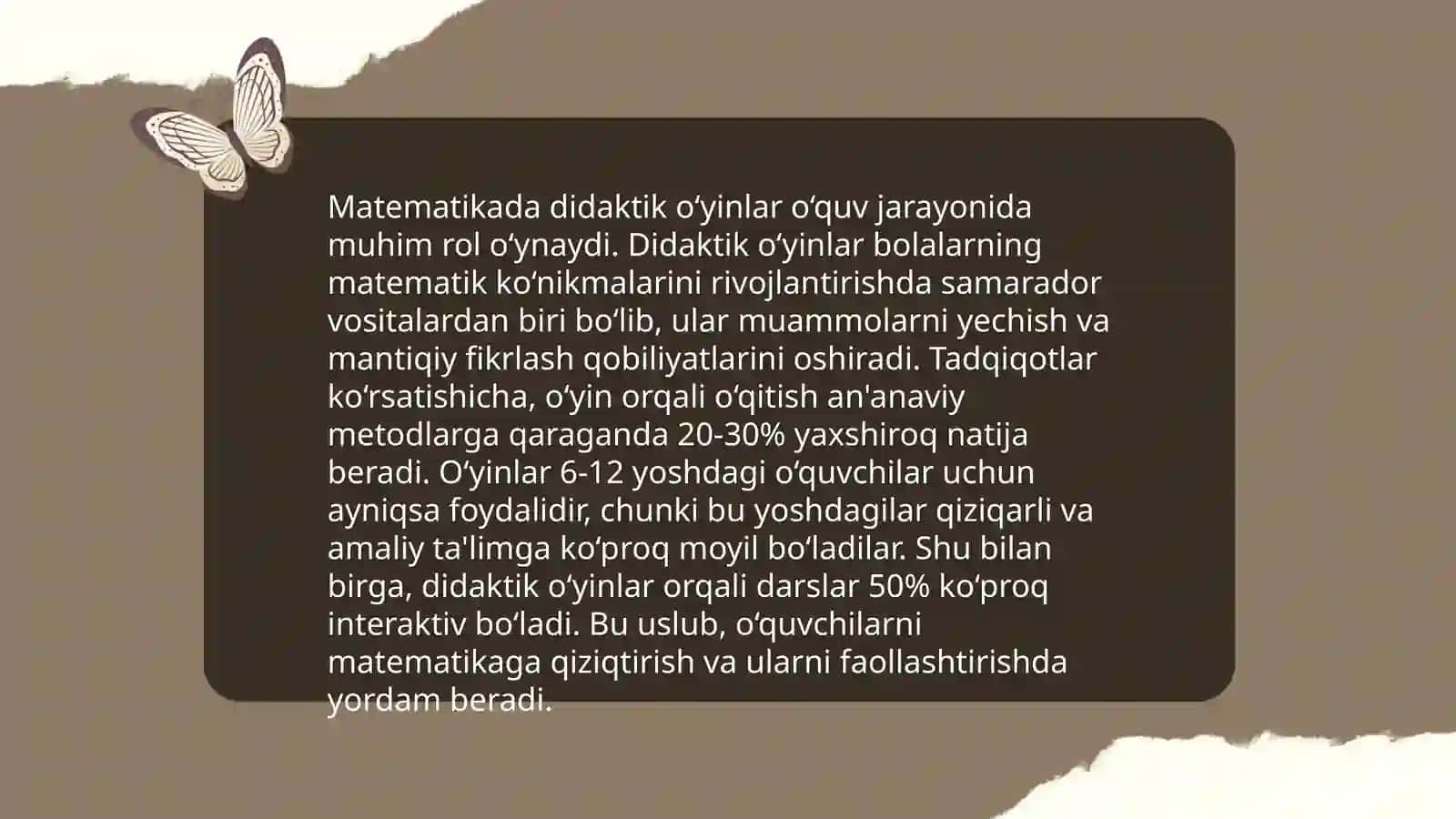Didaktik o‘yinlar ta’lim jarayonini samarali tashkil etishda muhim ahamiyati 4