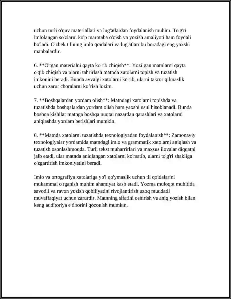 MATNDA YO'L QO'YILADIGAN XATOLAR USTIDA ISHLASH 4