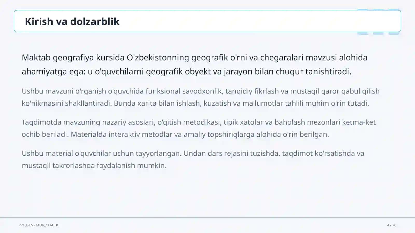 O'zbekistonning geografik o'rni va chegaralari (8-sinf) 4