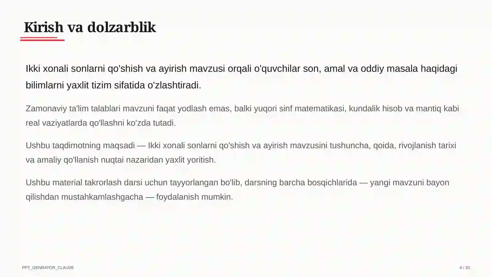 Ikki xonali sonlarni qo'shish va ayirish (2-sinf) 4