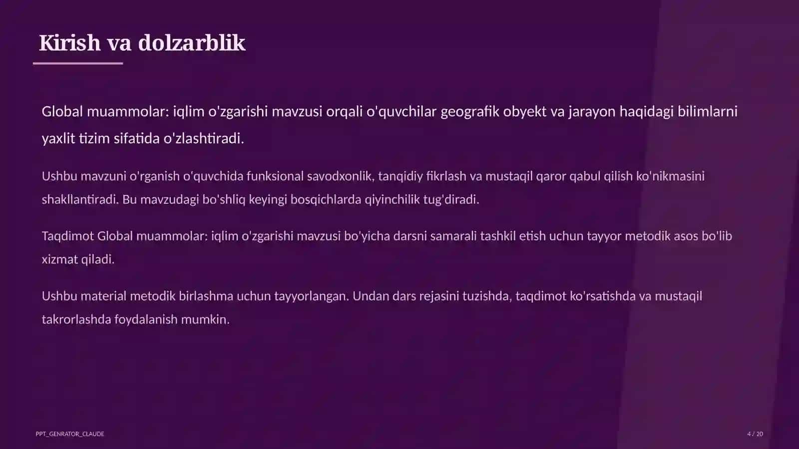 Global muammolar: iqlim o'zgarishi (11-sinf) 4