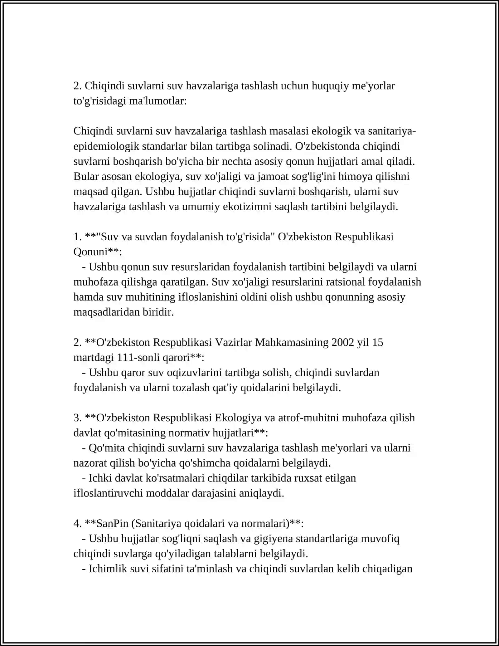 CHIQINDI SUVLARNI SUV HAVZALARIGA TASHLASH SHAROITLARINI ANIQLASH USULLARI 4