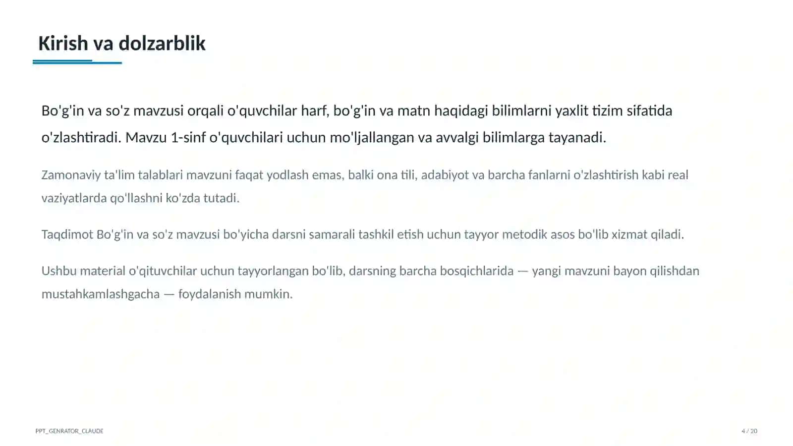 Bo'g'in va so'z (1-sinf) 4