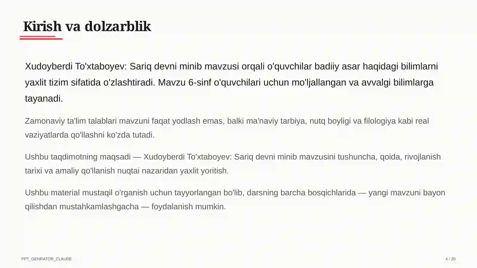 Xudoyberdi To'xtaboyev: Sariq devni minib (6-sinf) 4