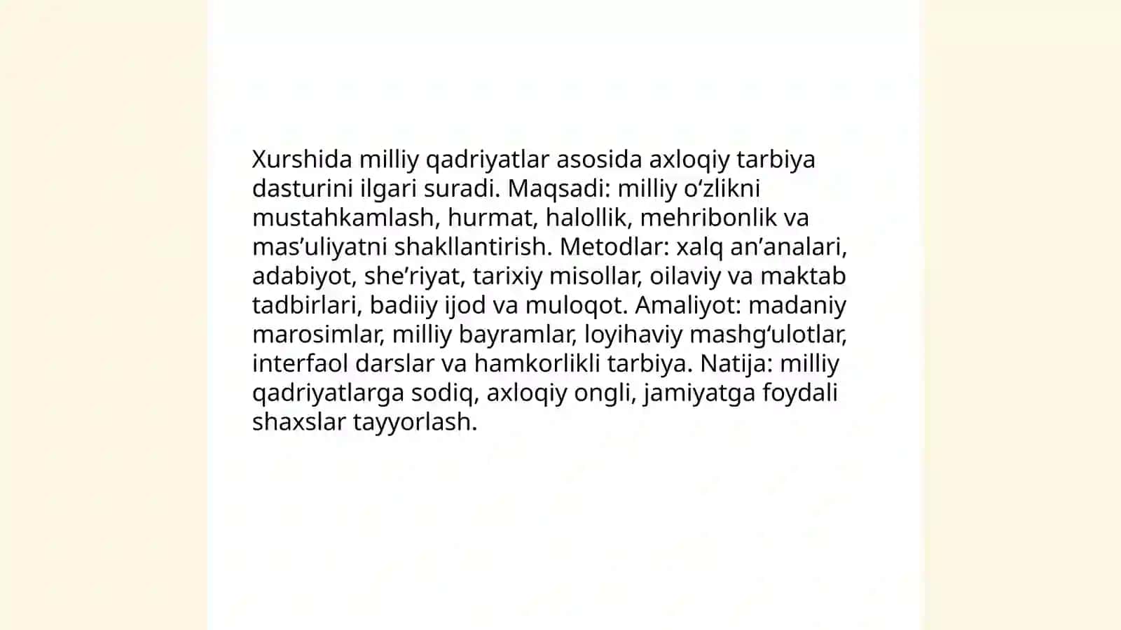 Xurshida: Ma'naviy-axloqiy tarbiyaning mohiyati va ahamiyati 4