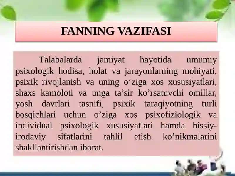 UMUMIY PSIXOLOGIYA FANIDAN TOPSHIRIQLARNI BAJARISH MEXANIZMLARI 4