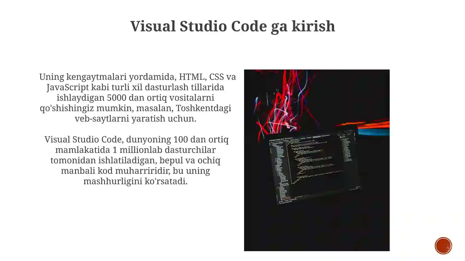Dasturlash asoslari: Visual Studio Koddagi HTML 4