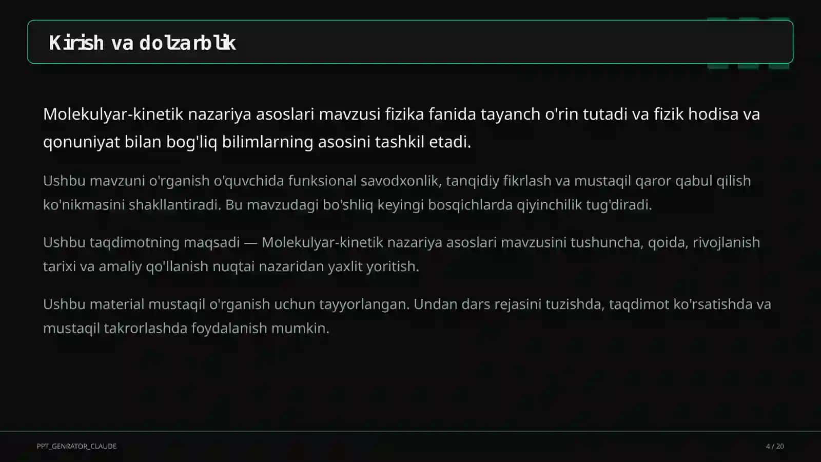 Molekulyar-kinetik nazariya asoslari (10-sinf) 4