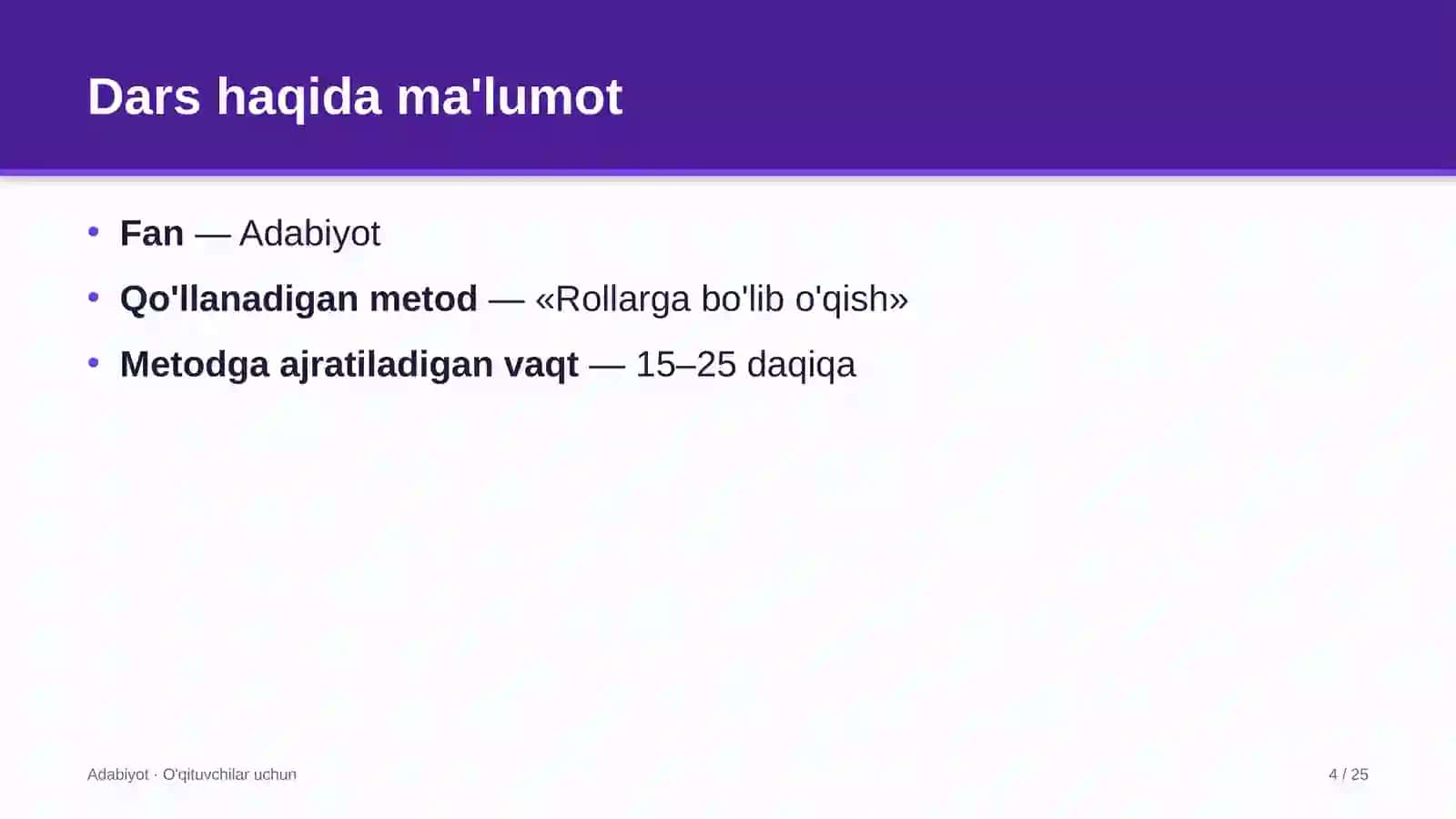 adabiyot darslarida rollarga bo'lib o'qish metodidan foydalanish 4222 4