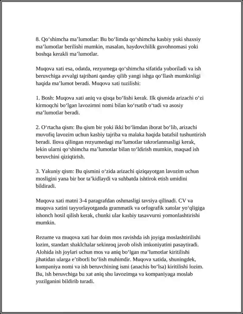 CV va muqova xati tayyorlash 4