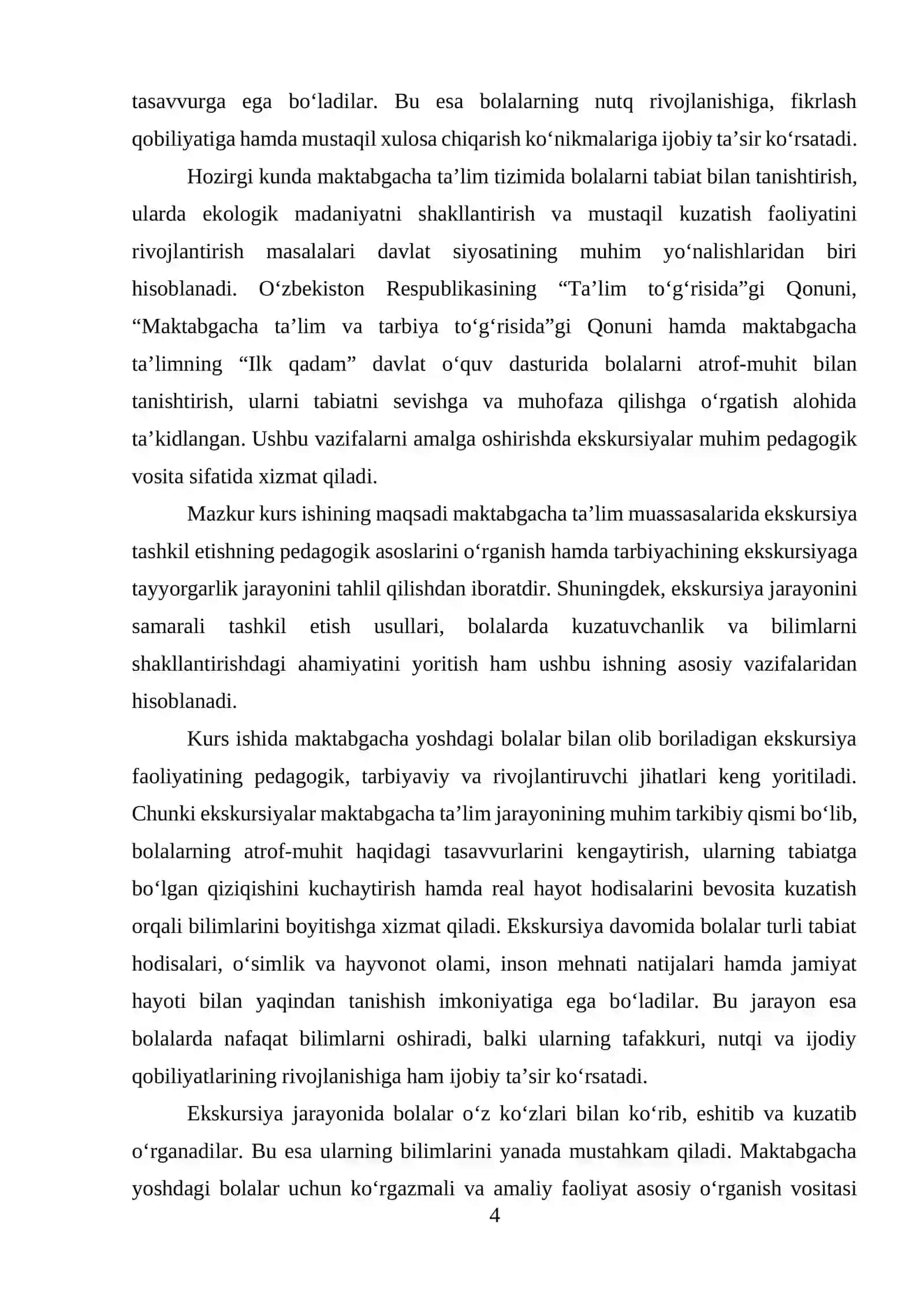 Maktabgacha ta’lim muassasalarida ekskursiya tashkil etishning nazariy asoslari 4