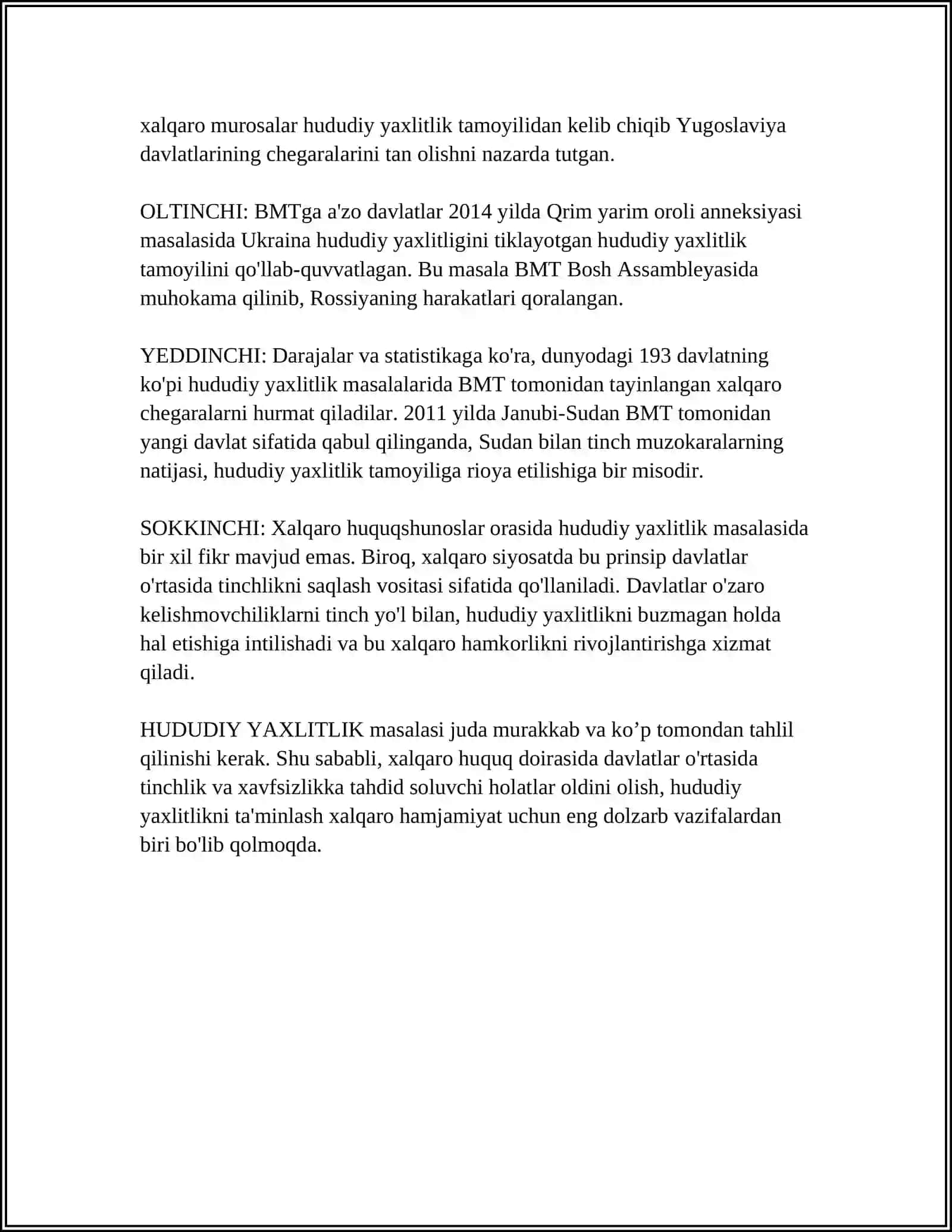 XALQARO HUQUQDA HUDUD MASALASINING HUQUQIY ASOSLARI 4
