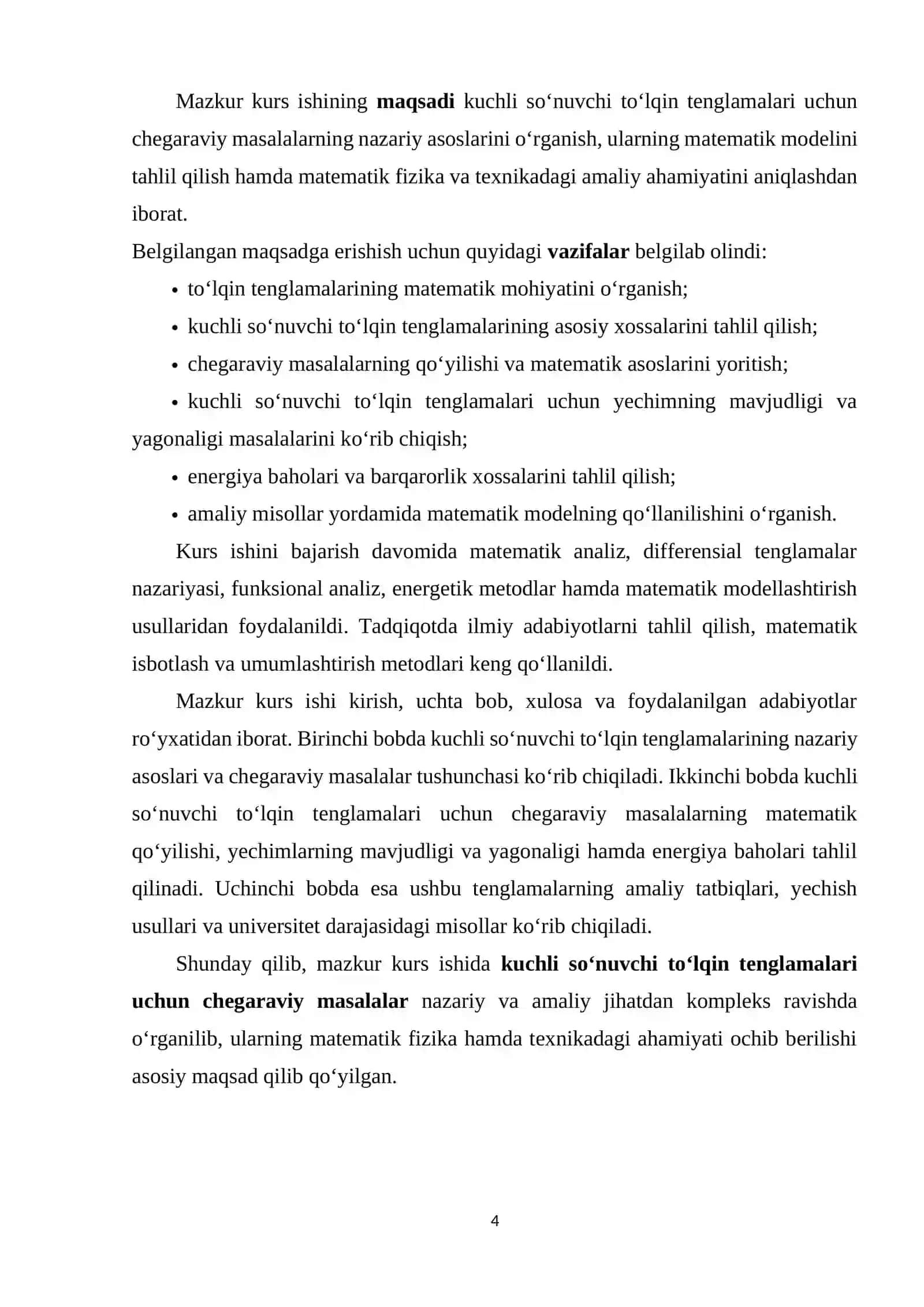 KUCHLI SONUVCHI TO'LQIN TENGLAMALARI UCHUN MASALALAR 4