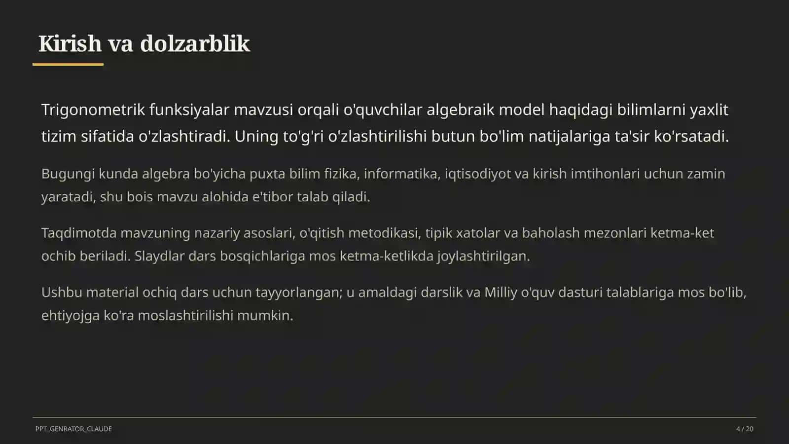 Trigonometrik funksiyalar (10-sinf) 4