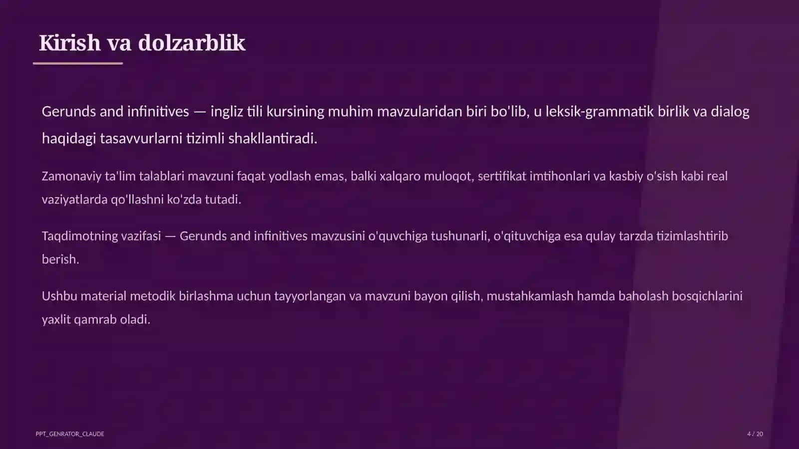 Gerunds and infinitives (11-sinf) 4