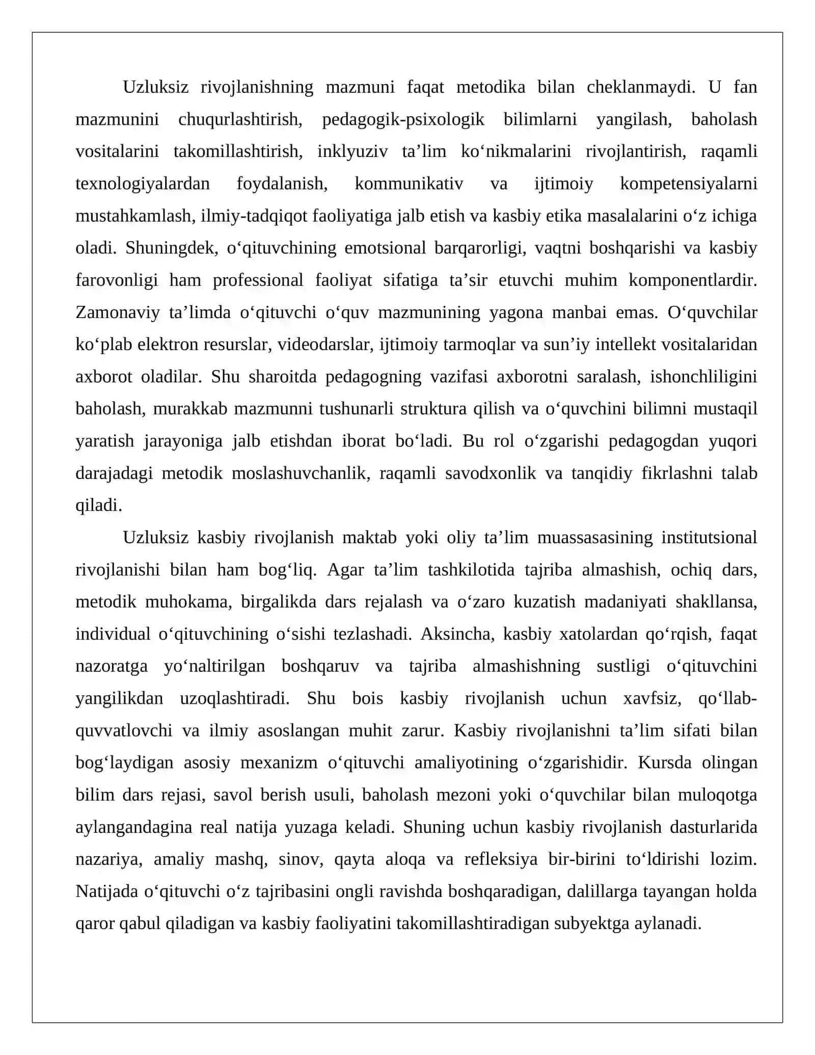 O‘qituvchining uzluksiz kasbiy rivojlanishi va pedagogik kompetentligini takomillashtirish 4