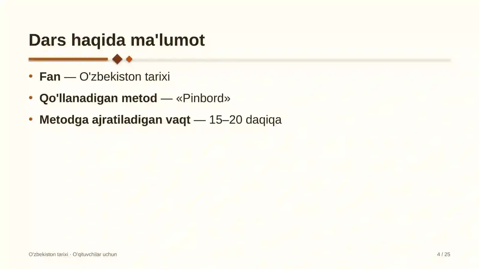 o'zbekiston tarixi darslarida pinbord metodidan foydalanish 9882 4