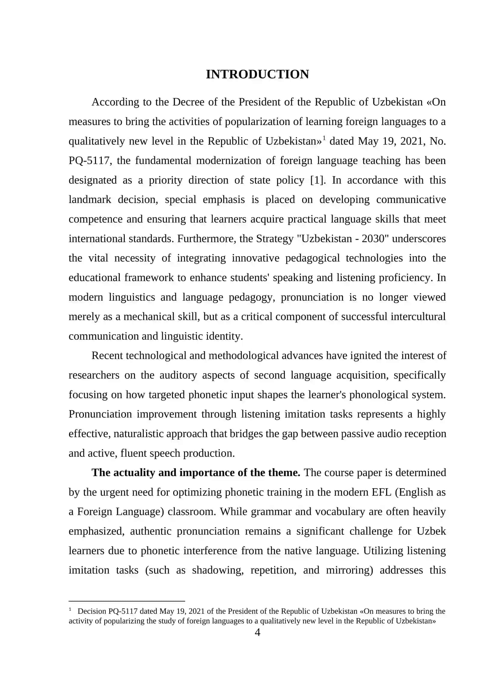LISTENING IMITATION TASKS AS A METHOD OF PRONUNCIATION IMPROVEMENT 4