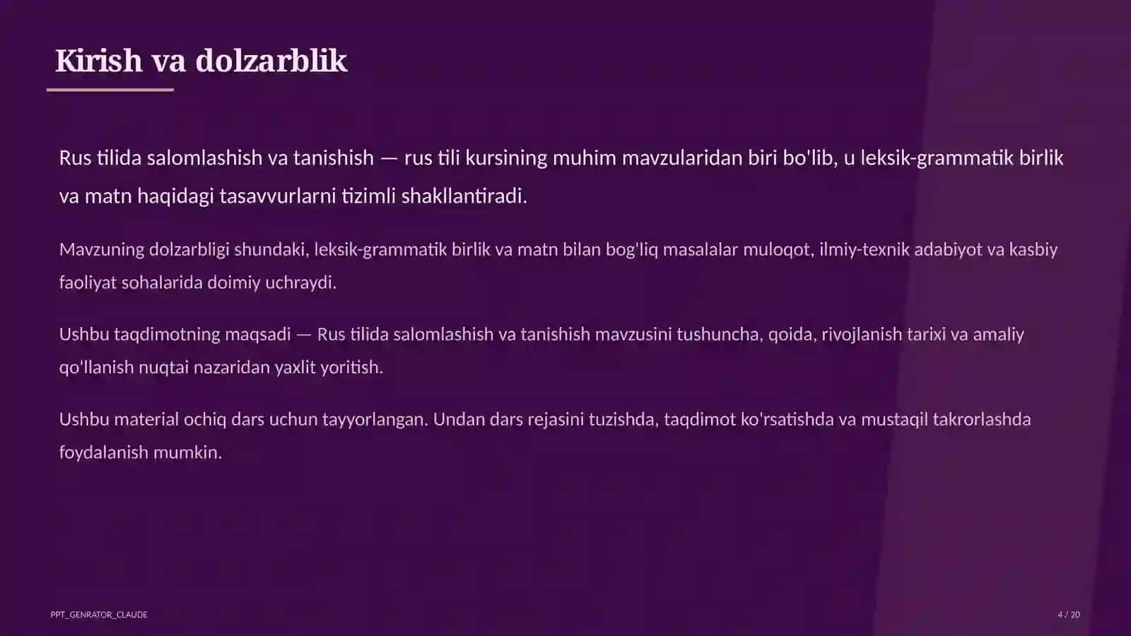 Rus tilida salomlashish va tanishish (2-sinf) 4