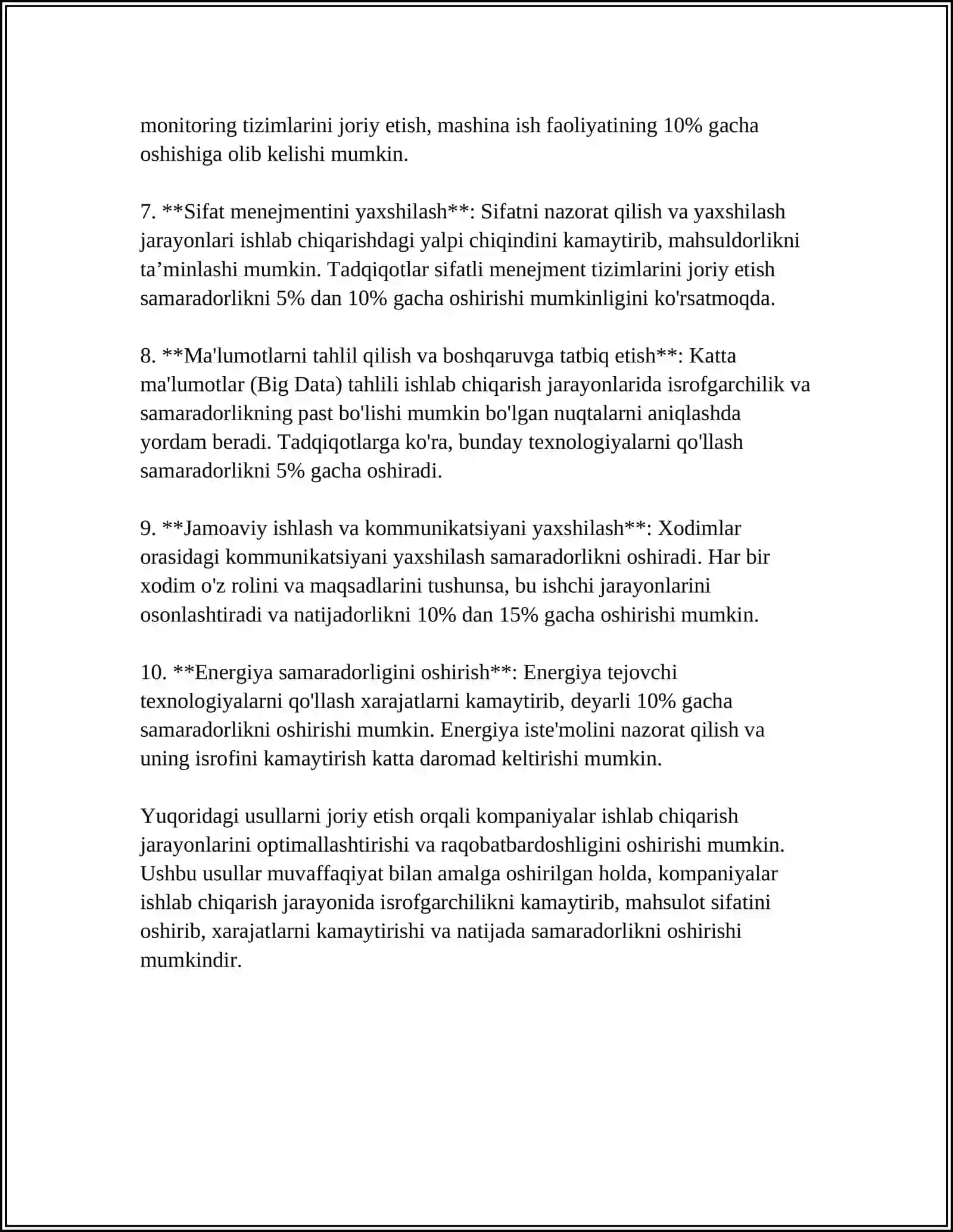 ISHLAB CHIQARISHNING TEXNIK VA IQTISODIY SAMARADORLIGINI BAHOLASH 4