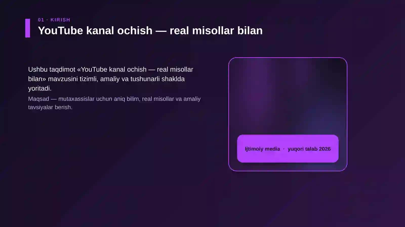 YouTube kanal ochish — real misollar bilan 4