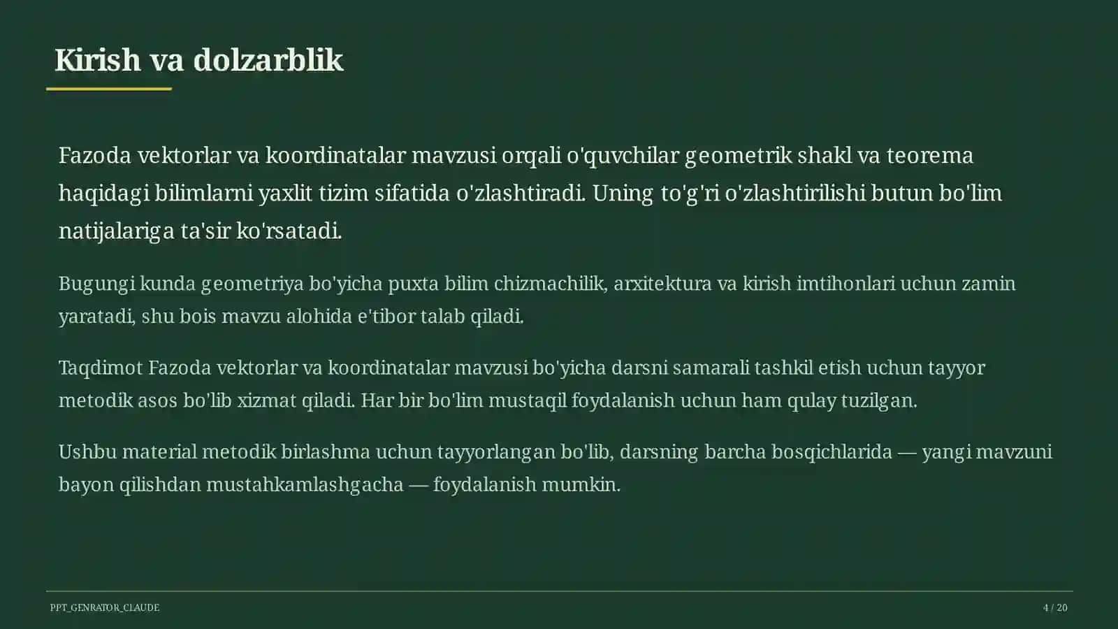 Geometriya (7–11) — metodik birlashma uchun 4