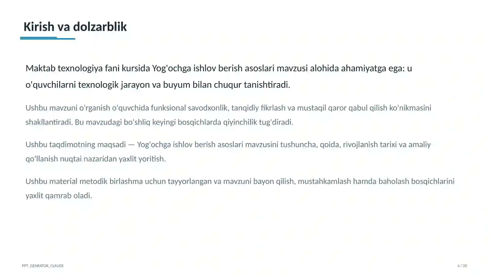 Yog'ochga ishlov berish asoslari (5-sinf) 4