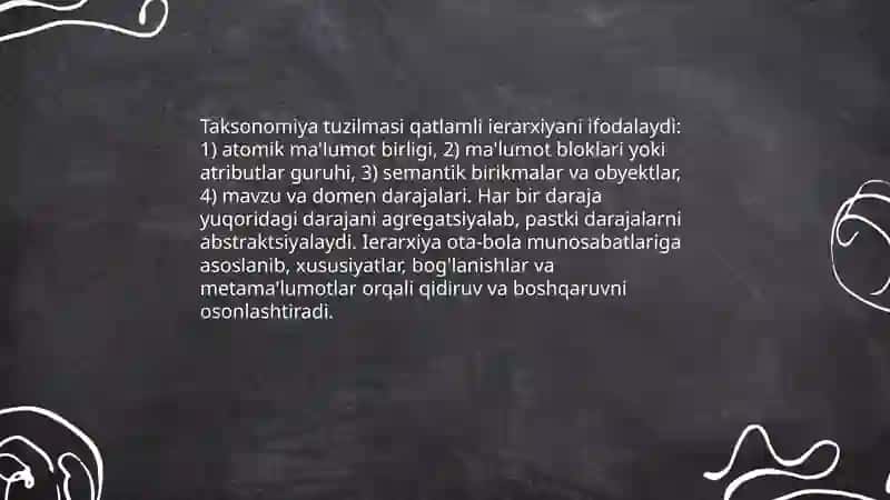 B. Xolmzning ma'lumotlar taksonomiyasi 4