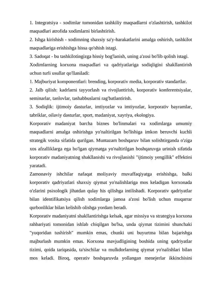 Korxona korporativ madaniyatning shakllanishi 4