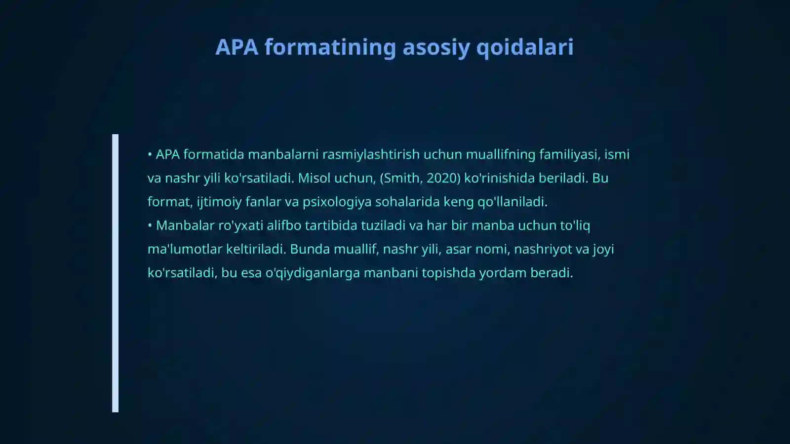 Ilmiy manbalarni rasmiylashtirish (APA,GOST) 4