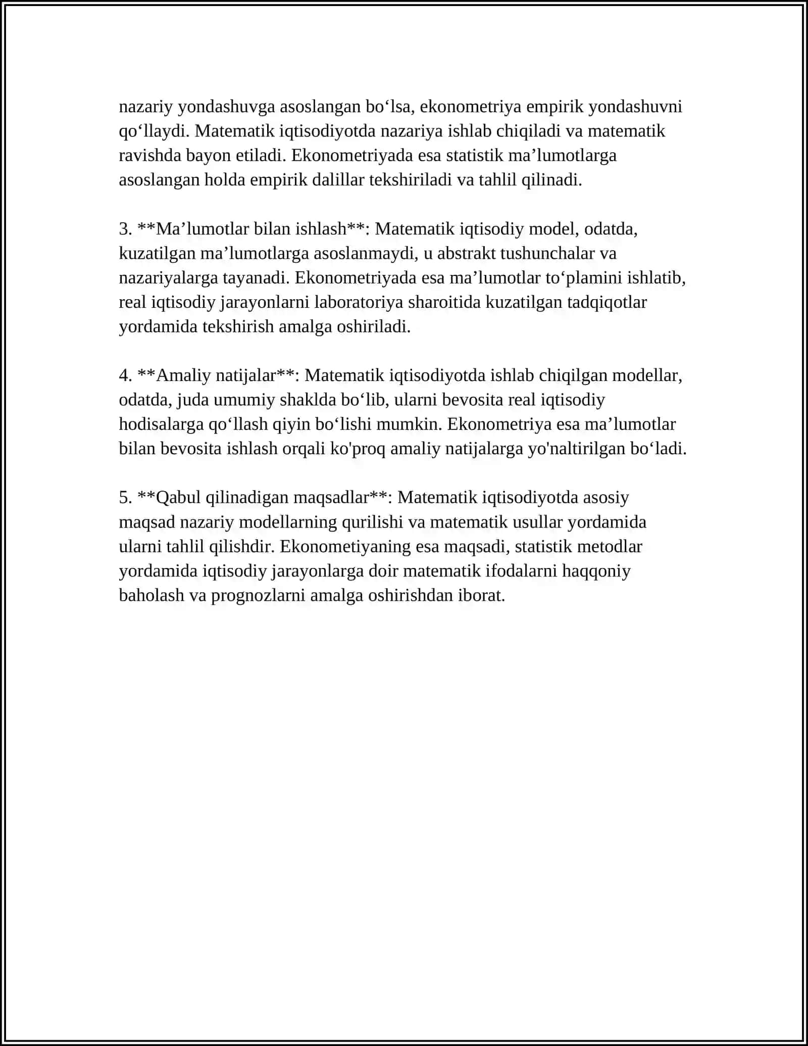 Matematik iqtisodiyot va ekonometriyaning asosiy taʼriflari 4