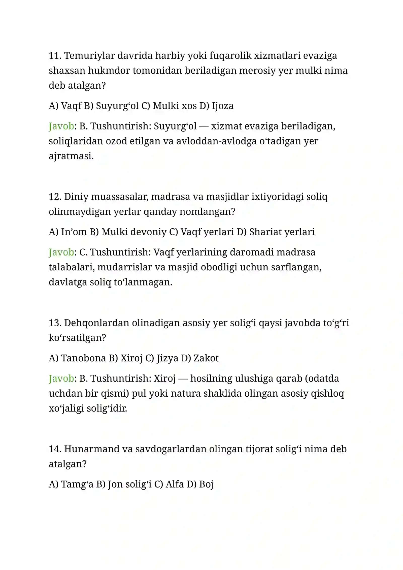 7 – sinf Tarix fanidan DTMga tushadigan mavzulashtirilgan testlar va ularning tahlili 4