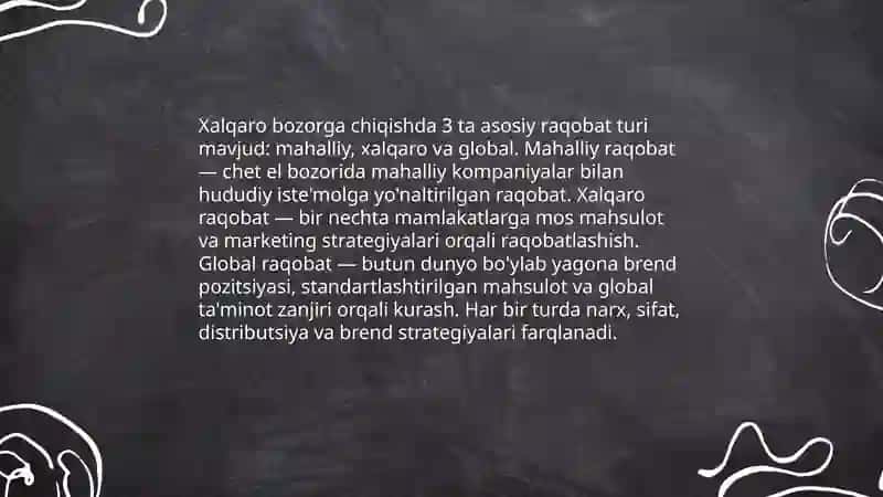 Xalqaro marketingdan raqobat tushunchasi mohiyati 4