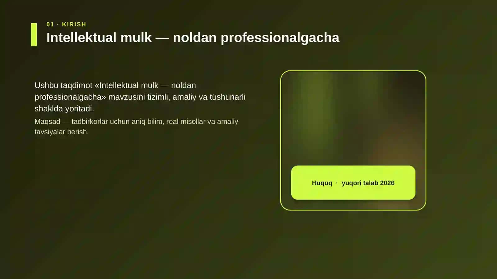 Intellektual mulk — noldan professionalgacha 4