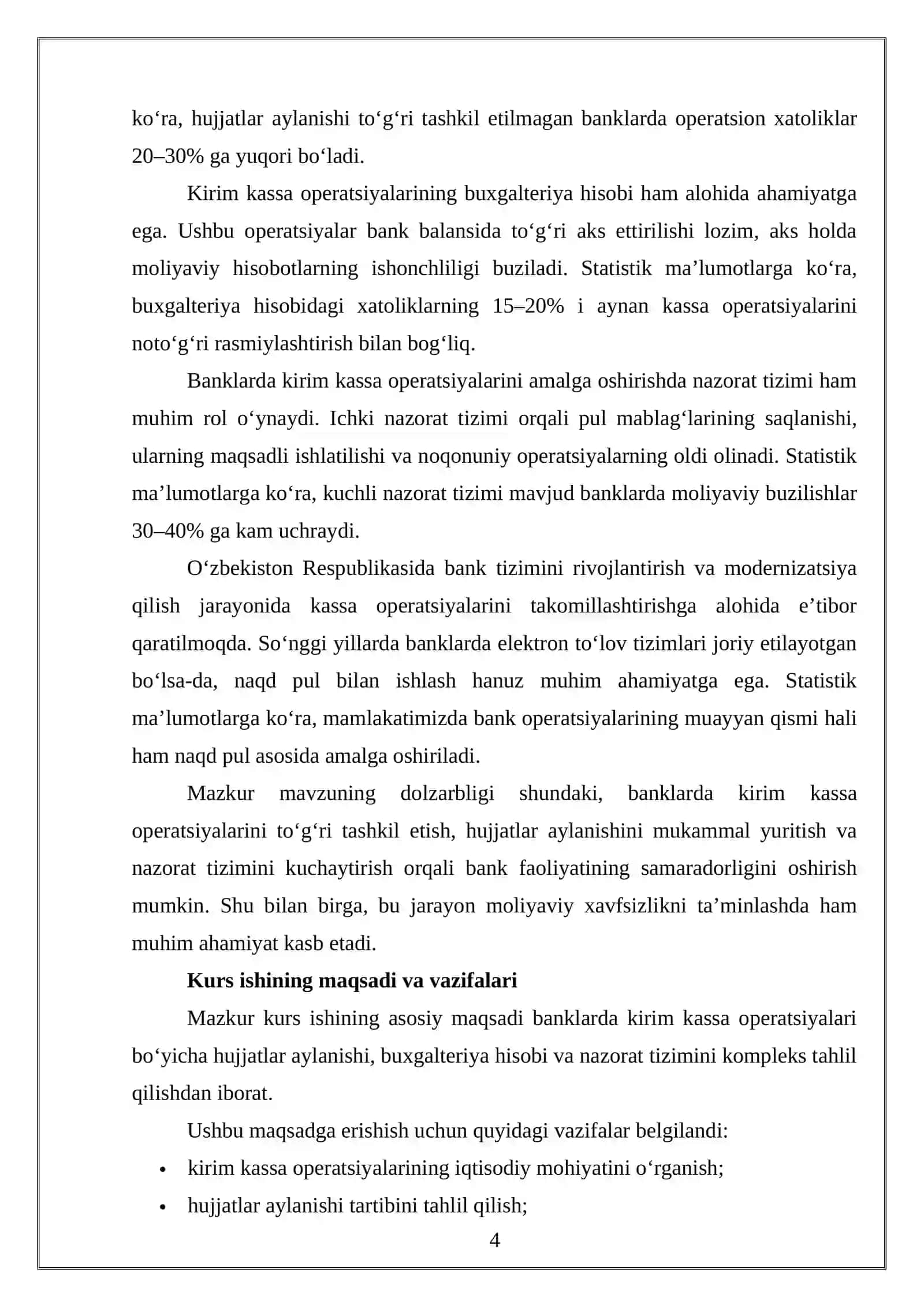 BANKLARDA KIRIM KASSA OPERATSIYALARI BÓYICHA HUJJATLAR AYLANISHI,HISOBI VA NAZORATI 4