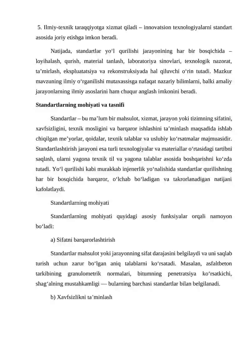 Zamonaviy yo‘l qurilishi sohasi yuksak texnologiyalar, murakkab injenerlik yechimlari va qat’iy sifat talablari asosida rivojlanib bormoqda 4
